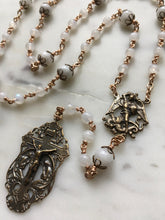 Load image into Gallery viewer, Saint Michael Chaplet - Wire wrapped - Moonstone Gemstones - Bronze - St. Michael and Angels Crucifix CeCeAgnes