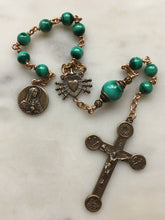 Load image into Gallery viewer, Pocket Servite Rosary - Malachite - Bronze - Seven Sorrows Chaplet - Our Lady of Sorrows CeCeAgnes