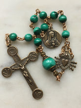 Load image into Gallery viewer, Pocket Servite Rosary - Malachite - Bronze - Seven Sorrows Chaplet - Our Lady of Sorrows CeCeAgnes