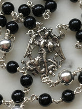 Load image into Gallery viewer, Sterling Silver Black Onyx Rosary - Saint Michael - Sterling SilveR Wire-Wrapped - OL of Sorrows CeCeAgnes
