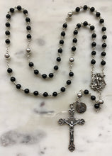 Load image into Gallery viewer, Sterling Silver Black Onyx Rosary - Saint Michael - Sterling SilveR Wire-Wrapped - OL of Sorrows CeCeAgnes
