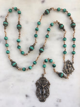 Load image into Gallery viewer, Saint Michael Chaplet - Wire wrapped - Malachite Gemstones - Bronze - St. Michael and Angels Crucifix CeCeAgnes