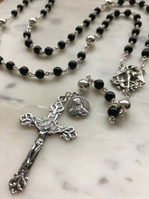 Load image into Gallery viewer, Sterling Silver Black Onyx Rosary - Saint Michael - Sterling SilveR Wire-Wrapped - OL of Sorrows CeCeAgnes