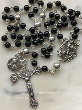 Load image into Gallery viewer, Sterling Silver Black Onyx Rosary - Saint Michael - Sterling SilveR Wire-Wrapped - OL of Sorrows CeCeAgnes