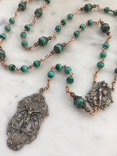 Load image into Gallery viewer, Saint Michael Chaplet - Wire wrapped - Malachite Gemstones - Bronze - St. Michael and Angels Crucifix CeCeAgnes