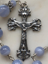 Load image into Gallery viewer, Sterling Silver Our Lady of Fatima Rosary: Blue Lace Agate Tenner