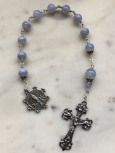 Load image into Gallery viewer, Sterling Pocket Rosary - Our Lady of Fatima Tenner - Blue Lace Agate - Beautiful Crucifix - One Single Decade Rosary CeCeAgnes