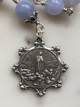 Load image into Gallery viewer, Sterling Pocket Rosary - Our Lady of Fatima Tenner - Blue Lace Agate - Beautiful Crucifix - One Single Decade Rosary CeCeAgnes