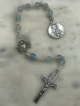 Load image into Gallery viewer, Aquamarine Gemstone Rosary: Sterling Silver Seven Sorrows Chaplet