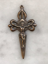 Load image into Gallery viewer, Saint James Crucifix Pendant - Bronze - Antique Reproduction 600 CeCeAgnes Rosary Parts