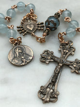 Load image into Gallery viewer, Pocket Servite Rosary - Aquamarine - Bronze - Seven Sorrows Chaplet - Our Lady of Sorrows