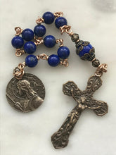 Load image into Gallery viewer, Joan of Arc Rosary: Lapis Lazuli & Bronze One Decade Pocket Rosary