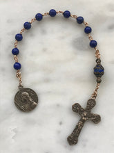 Load image into Gallery viewer, Joan of Arc Rosary: Lapis Lazuli & Bronze One Decade Pocket Rosary