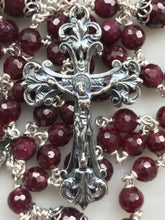 Load image into Gallery viewer, Brilliant Ruby Gemstone Rosary - Saint Michael and Virgin Mary - Sterling Silver