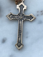 Load image into Gallery viewer, Memento Mori Rosary - Resurrection - Pardon Crucifix - Lava Beads and Ox Bone Skull CeCeAgnes