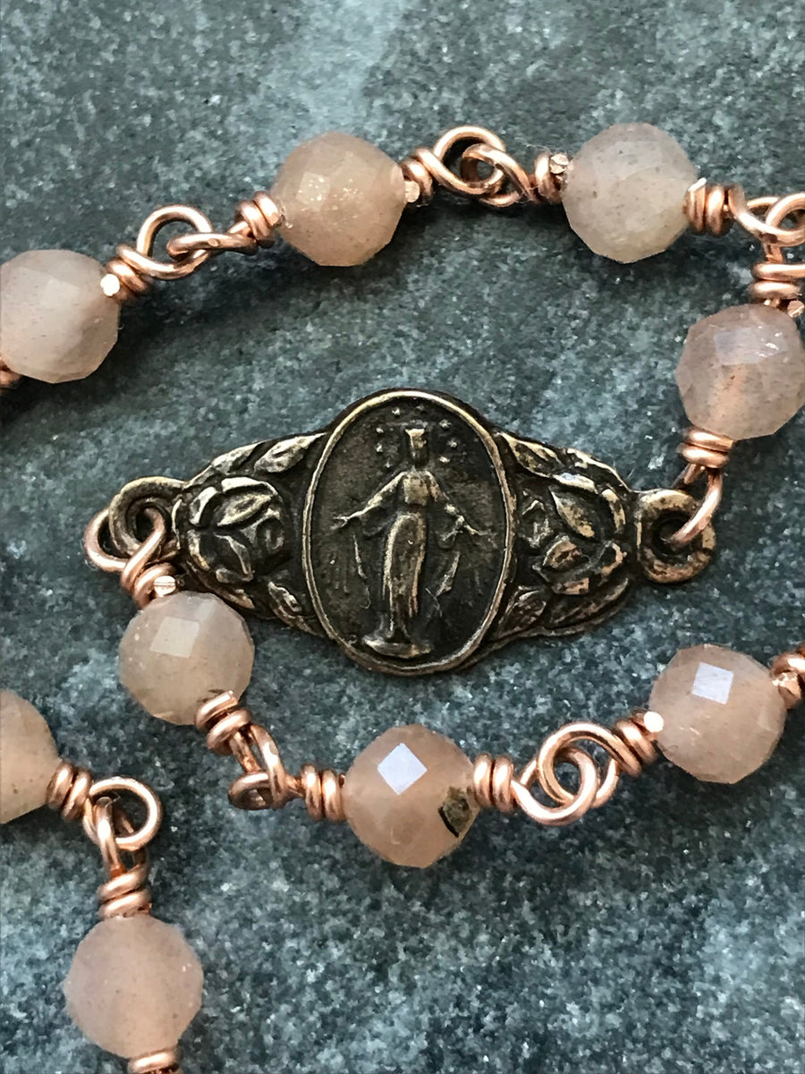 Sunstone Saint Raphael Chaplet Bracelet Solid Bronze – CeCeAgnes