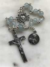 Load image into Gallery viewer, Pocket Servite Rosary - Aquamarine Gemstones - Sterling and Sterling Silver - Seven Sorrows Chaplet - Our Lady of Sorrows CeCeAgnes