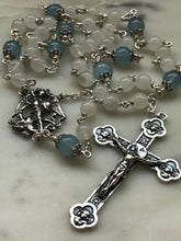 Load image into Gallery viewer, Sterling Silver St. Michael Chaplet: Moonstone & Aquamarine Rosary