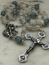 Load image into Gallery viewer, St. Michael Chaplet - Sterling Silver - St. Michael Center - Beautiful Crucifix - Moonstone and Aquamarine CeCeAgnes