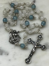 Load image into Gallery viewer, Sterling Silver St. Michael Chaplet: Moonstone & Aquamarine Rosary