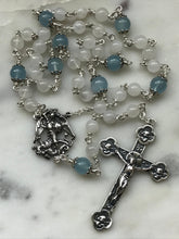 Load image into Gallery viewer, St. Michael Chaplet - Sterling Silver - St. Michael Center - Beautiful Crucifix - Moonstone and Aquamarine CeCeAgnes