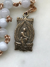 Load image into Gallery viewer, Aquamarine Rosary - Bronze - Joan of Arc Pocket Rosary