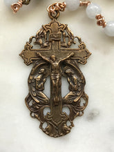 Load image into Gallery viewer, Saint Michael Chaplet - Wire wrapped - Aquamarine Gemstones - Bronze - St. Michael and Angels Crucifix CeCeAgnes