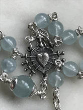 Load image into Gallery viewer, Pocket Servite Rosary - Aquamarine Gemstones - Sterling and Sterling Silver - Seven Sorrows Chaplet - Our Lady of Sorrows CeCeAgnes