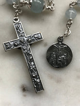 Load image into Gallery viewer, Pocket Servite Rosary - Aquamarine Gemstones - Sterling and Sterling Silver - Seven Sorrows Chaplet - Our Lady of Sorrows CeCeAgnes