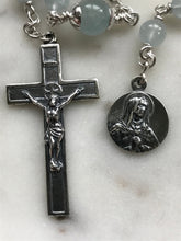 Load image into Gallery viewer, Pocket Servite Rosary - Aquamarine Gemstones - Sterling and Sterling Silver - Seven Sorrows Chaplet - Our Lady of Sorrows CeCeAgnes