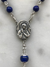 Load image into Gallery viewer, Saint Francis Car Rosary: Lapis and Sterling Silver One Decade