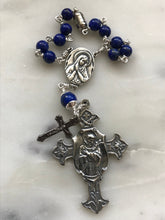 Load image into Gallery viewer, Saint Francis Car Rosary: Lapis and Sterling Silver One Decade
