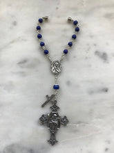 Load image into Gallery viewer, Saint Francis Car Rosary: Lapis and Sterling Silver One Decade