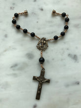 Load image into Gallery viewer, Auto Rosary - Saint Benedict and Saint Michael - Onyx and Bronze - One Decade Rosary - Car Rosary CeCeAgnes