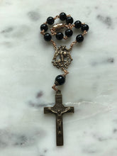 Load image into Gallery viewer, Auto Rosary - Saint Benedict and Saint Michael - Onyx and Bronze - One Decade Rosary - Car Rosary CeCeAgnes
