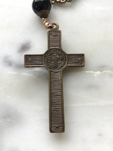 Load image into Gallery viewer, Auto Rosary - Saint Benedict and Saint Michael - Onyx and Bronze - One Decade Rosary - Car Rosary CeCeAgnes
