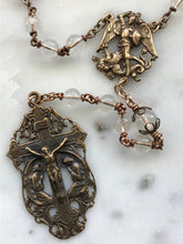 Load image into Gallery viewer, Saint Michael Chaplet - Wire wrapped - Crystal Quartz - Bronze - St. Michael and Angels Crucifix CeCeAgnes
