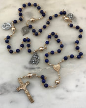 Load image into Gallery viewer, Heirloom Lapis, Silver and Gold Rosary - Catholic Gift