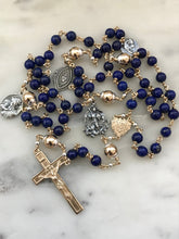Load image into Gallery viewer, Heirloom Lapis, Silver and Gold Rosary - Catholic Gift