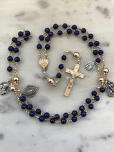 Load image into Gallery viewer, Heirloom Lapis, Silver and Gold Rosary - Catholic Gift