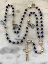 Load image into Gallery viewer, Heirloom Lapis, Silver and Gold Rosary - Catholic Gift