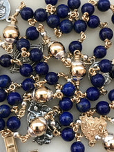 Load image into Gallery viewer, Heirloom Lapis, Silver and Gold Rosary - Catholic Gift