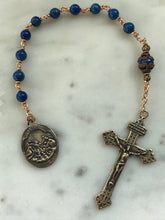 Load image into Gallery viewer, Lapis Lazuli Rosary: Bronze Pardon Crucifix, Pocket Prayer Beads