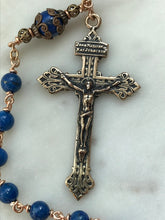 Load image into Gallery viewer, Lapis Lazuli Rosary: Bronze Pardon Crucifix, Pocket Prayer Beads