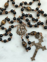 Load image into Gallery viewer, Black Onyx Rosary - Saint Michael - Bronze Medals CeCeAgnes