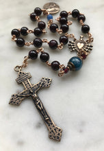 Load image into Gallery viewer, Combination One Decade Rosary and Seven Sorrows Chaplet - Garnet and Bronze CeCeAgnes