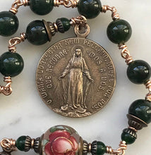 Load image into Gallery viewer, Roses and Jade Single Decade Rosary - Bronze - Miraculous Medal