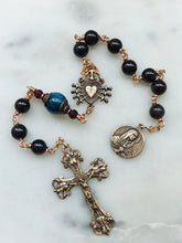 Load image into Gallery viewer, Garnet Pocket Rosary: Bronze Seven Sorrows Chaplet