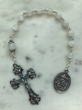 Load image into Gallery viewer, Moonstone Rosary: Sterling Silver One Decade Pocket Prayer Beads