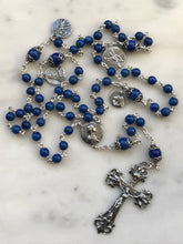 Load image into Gallery viewer, Sterling Silver Lapis Lazuli Gemstone Rosary - Antique Reproduction Medals - Virgo Maria CeCeAgnes